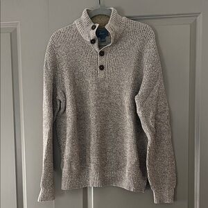 Men's Gray/Brown Sweater with Button Collar